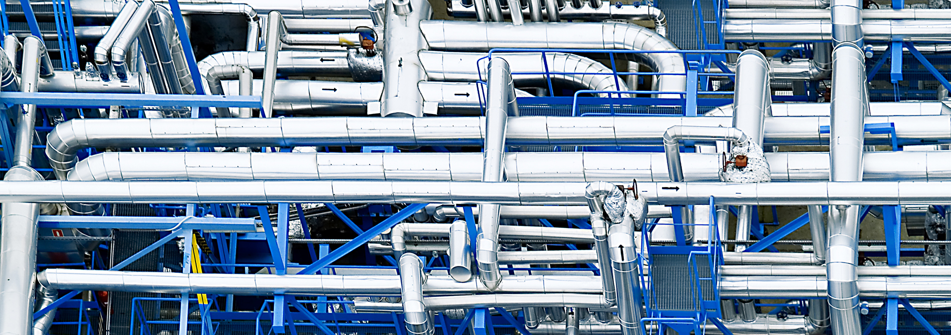 Banner of a pipeline installation in an industrial plant